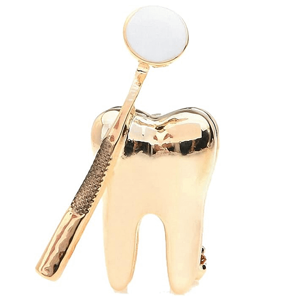 Tooth & Mirror Pin - Gold